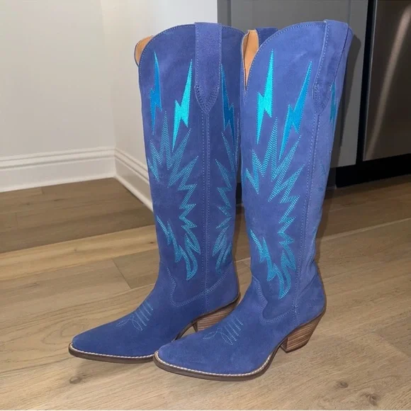 Dingo Thunder Road Suede Cowboy Boots in Blue - Picture 6 of 6